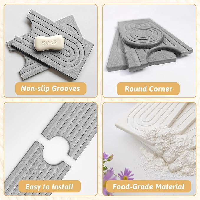 Diatomite Kitchen Sink Water Splash Guard, Modern Stylish Faucet Handle Drip - Image 6