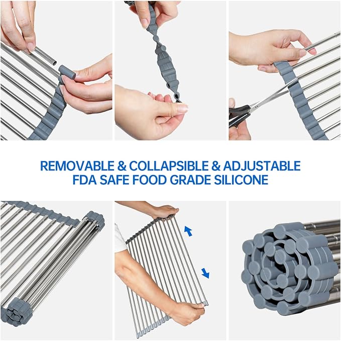 Expandable Large Draining Rack, Roll Up Heat-Resistant Dish Drainer - Image 6