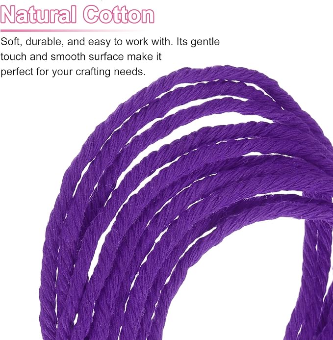HARFINGTON Natural Macrame Cord 3mm x 328 Yards 4 Strand Twisted Cotton Macrame - Image 4
