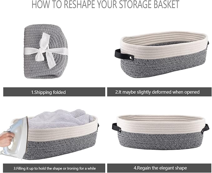 2 Pack Small Cotton Rope Woven Basket Toilet Paper Baskets - Image 7