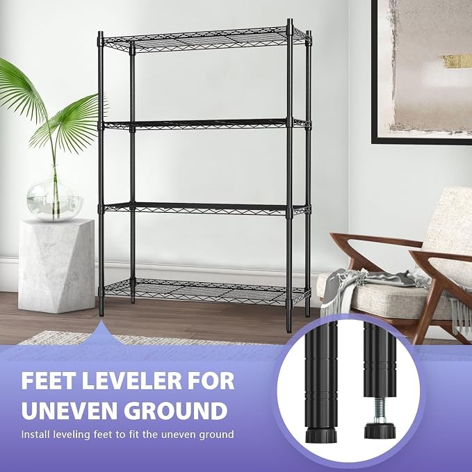Meet perfect 4-Tier Heavy Duty Wire Shelving Unit, 1000 lbs Total Capacity - Image 7