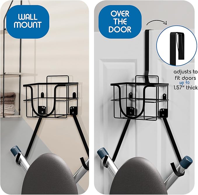 Hearth & Harbor Ironing Board Holder Wall Mount & Over The Door Hanger - Image 3