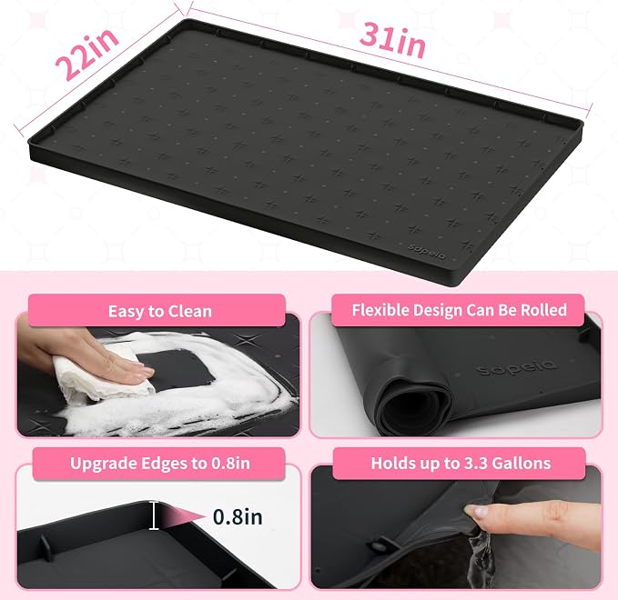 Sdpeia Under Sink Mat 31"×22" Waterproof Silicone Cabinet Liner & Sink Protector - Image 5