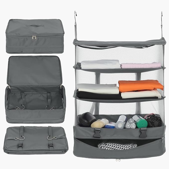 ELEZAY Hanging Packing Cubes Portable Closet Shelves Travel Collapsible - Image 2