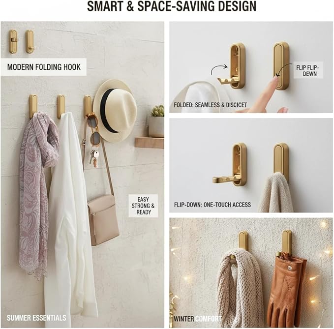 2PC Foldable Wall Hooks - Image 5