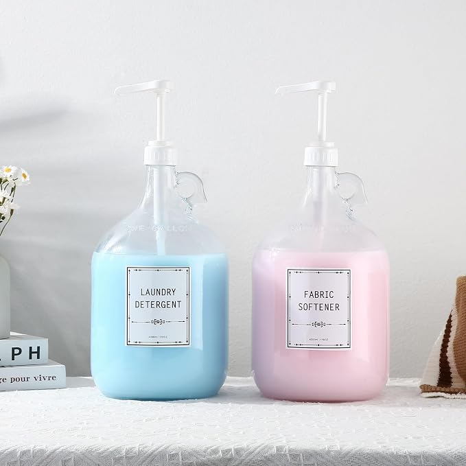 2pcs Glass Liquid Laundry Detergent Dispenser-1 Gallon Glass Pump Bottle - Image 6