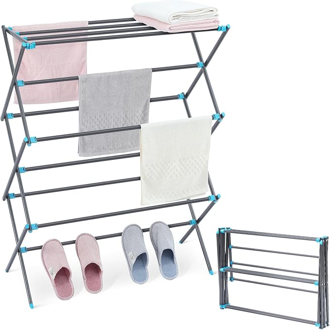 APEXCHASER Clothes Drying Rack, Foldable 2-Level Drying Rack Clothing, - Image 8