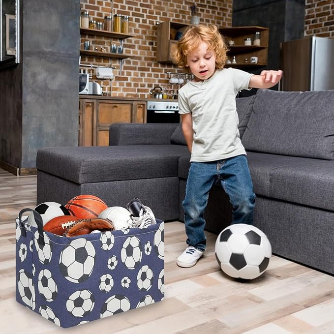FXOLCSHE Rectangular Easter Soccer Basket, Kid's toy storage box, Collapsible - Image 3