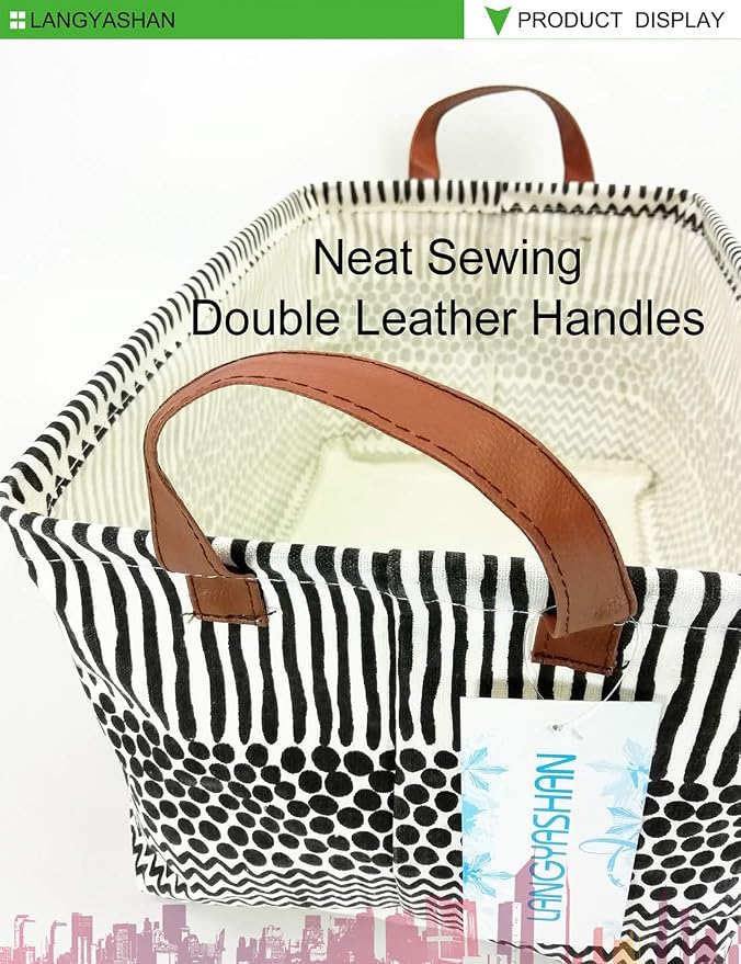 LANGYASHAN Rectangular Storage Bin Collapse Canvas Fabric Cartoon Storage Basket - Image 3