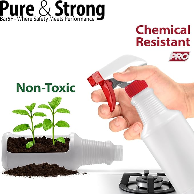 Bar5F 16-Ounce Spray Bottles | HDPE, Phthalates-Free | All-Purpose, Chemical - Image 3