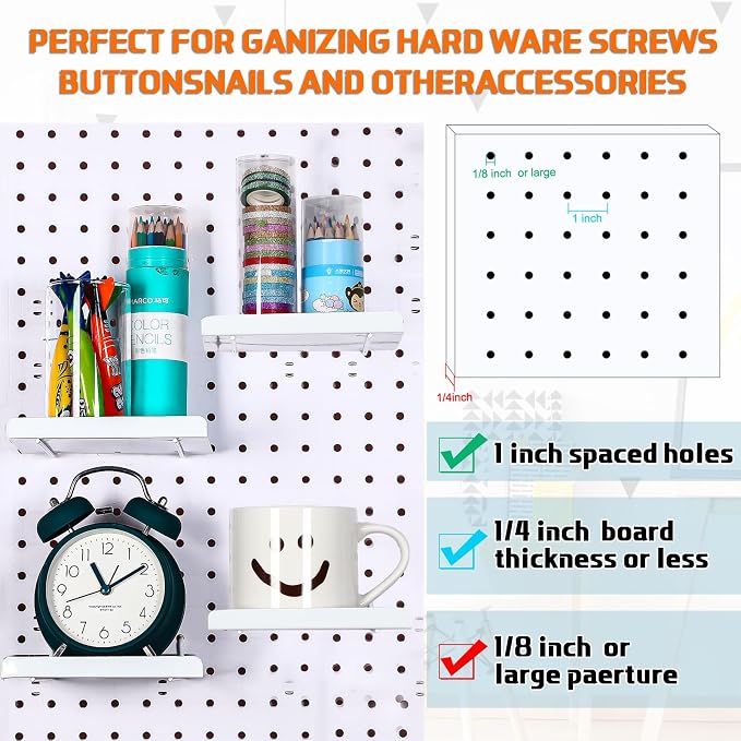 4 Pcs Pegboard Shelves Wall Organizer Brackets Pegboard Steel Tray Accessories - Image 3