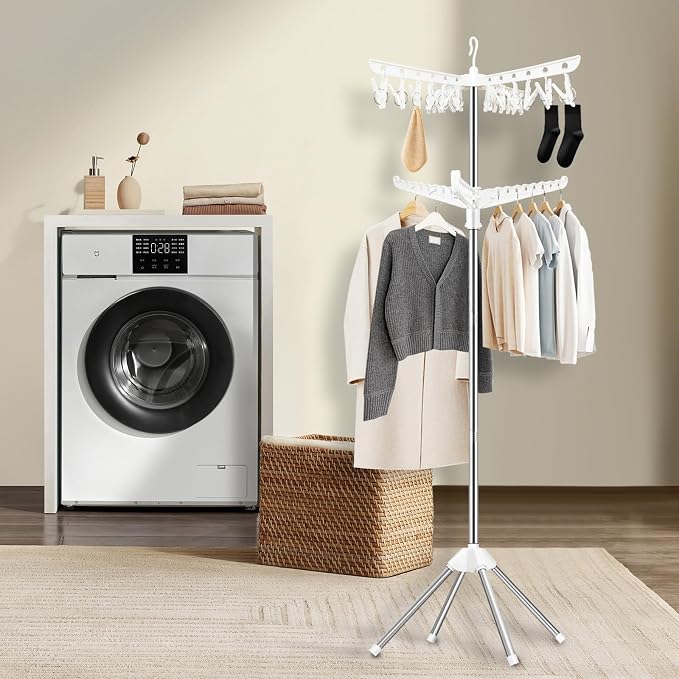 SUYU Clothes Drying Rack, Folding Clothes Drying Tree, 2 Layer - Image 2