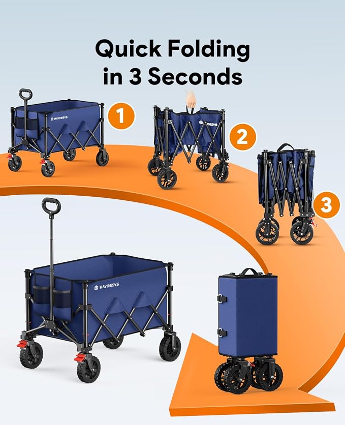 Wagon Carts Foldable, 180L Collapsible Foldable Wagon - Image 9