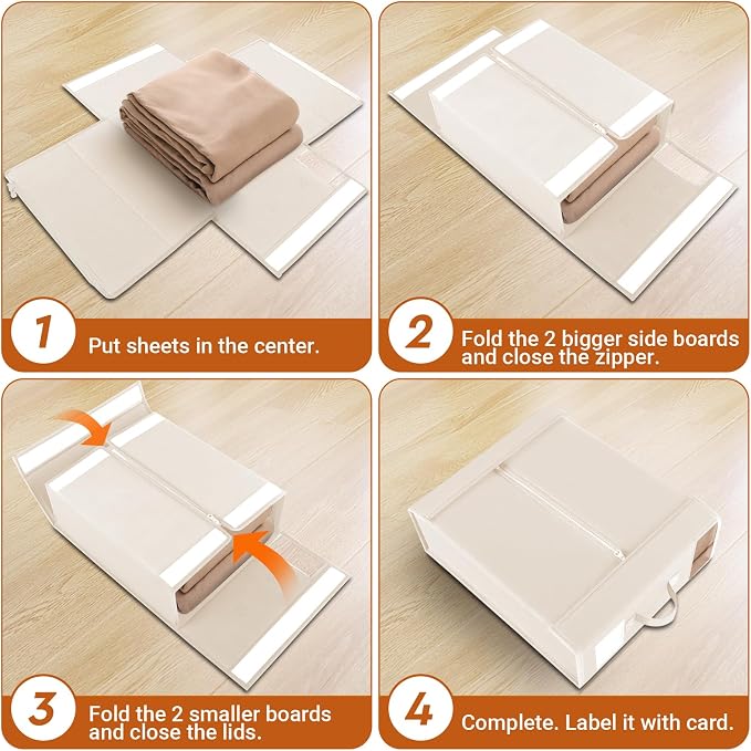 6 Pack Bed Sheet Closet Organizers and Storage, Sturdy Foldable Storage - Image 4