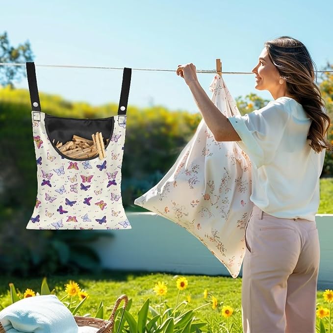 Cartoon Butterfly Clothespin Bag Hanging Storage Organizer - Image 2
