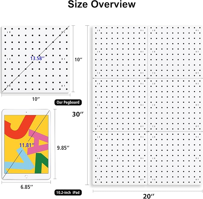 6Pcs Peg Board, Peg Board Wall Organizer Panels, ABS Pegboard - Image 2