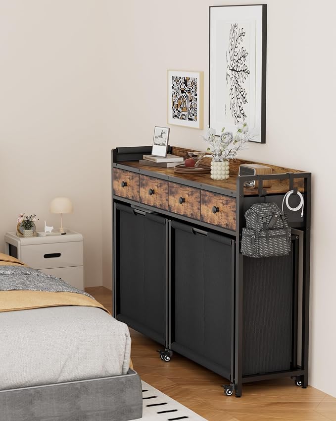 Laundry Sorter 4 Section 206L: Rolling Laundry Basket Organizer - Image 8