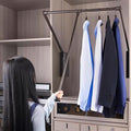 Pull Down Closet Rod for Hanging Clothes, Wardrobe Bracket Metal Pole Holders by Unknown