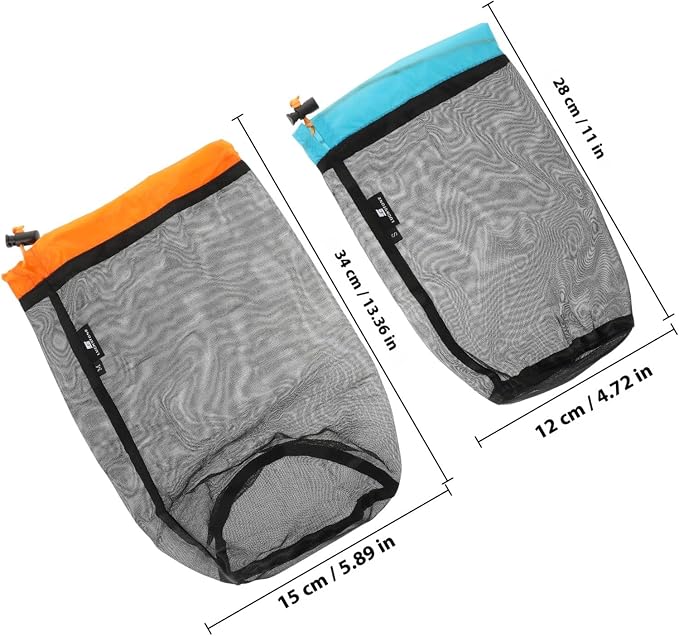 BESPORTBLE 2pcs Drawstring Mesh Travel Bag Clothes Pouch Portable Storage - Image 2