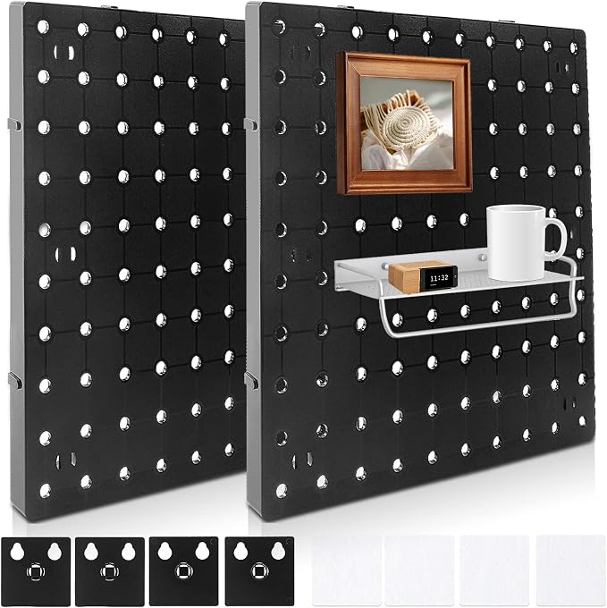 2 PCS Pegboard Wall Organizer, Self-Adhesive Peg Board Wall Panel Kits Pegboard - Image 7