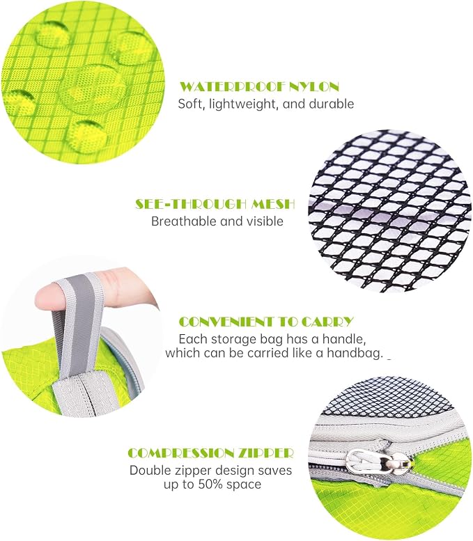 NiHome 7PCS Compression Packing Cube Set Expandable Mesh Travel Bag Luggage - Image 5