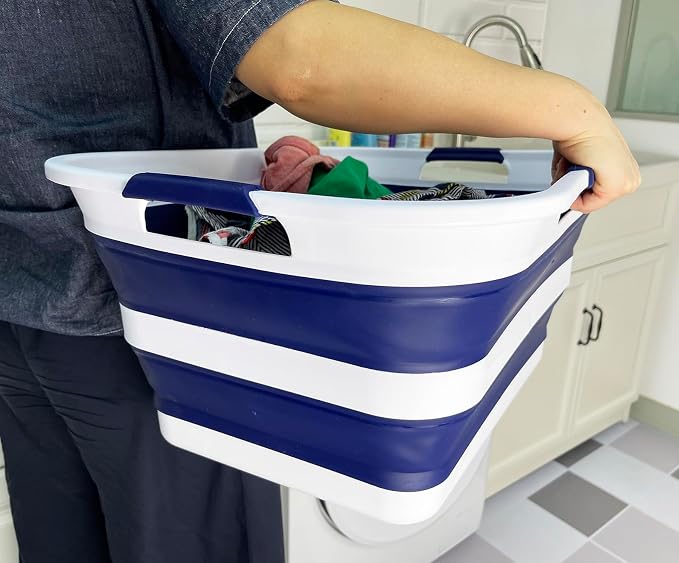 SAMMART 42 Collapsible Plastic Laundry Basket, Foldable Pop Up Storage - Image 5