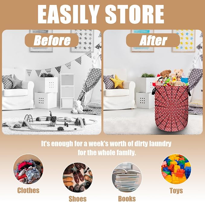 Red Spider Web Laundry Basket, Foldable Waterproof Halloween Laundry Hamper - Image 3