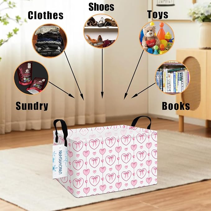 LANGYASHAN Rectangular Storage Bin Collapse Canvas Fabric Cartoon Storage Basket - Image 4