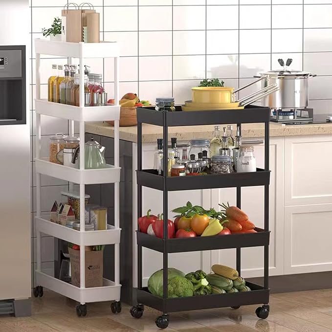 Slim Storage Cart, Bathroom Organizer Kitchen Organization Mobile Shelving Unit - Image 5