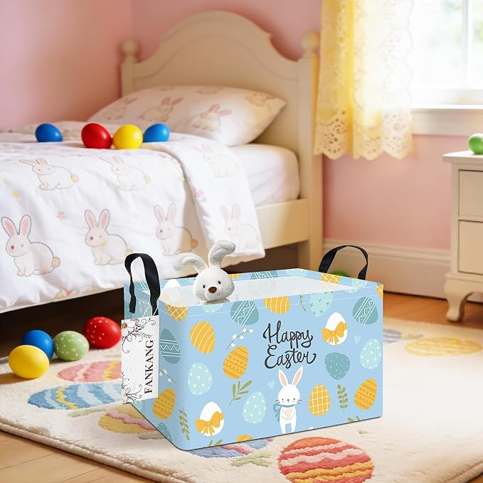 FANKANG Storage Bins, Nursery Hamper Canvas Laundry Basket Foldable - Image 3