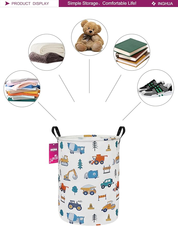 Laundry Hamper Large Canvas Fabric Lightweight Storage Basket/Toy - Image 3