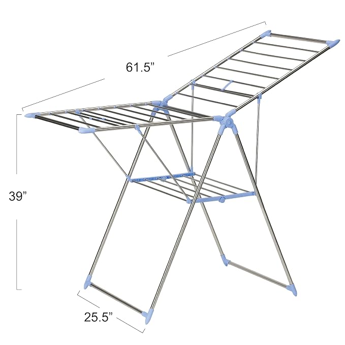 Household Essentials Collapsible Adjustable Gullwing Metal Clothes Drying Rack - Image 2