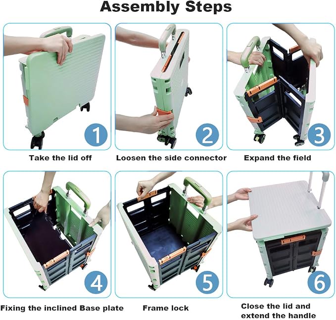 Foldable Utility Cart Folding Portable Rolling Crate Handcart Shopping Trolley - Image 3