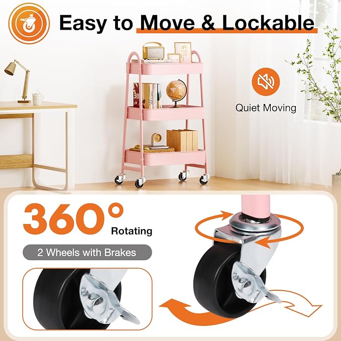 NEWBULIG 3-Tier Rolling Utility Cart - Image 3