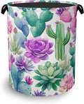 Cactus Succulents Laundry Basket, Foldable Oxford Cloth Tote Bag Laundry Hamper by Unknown
