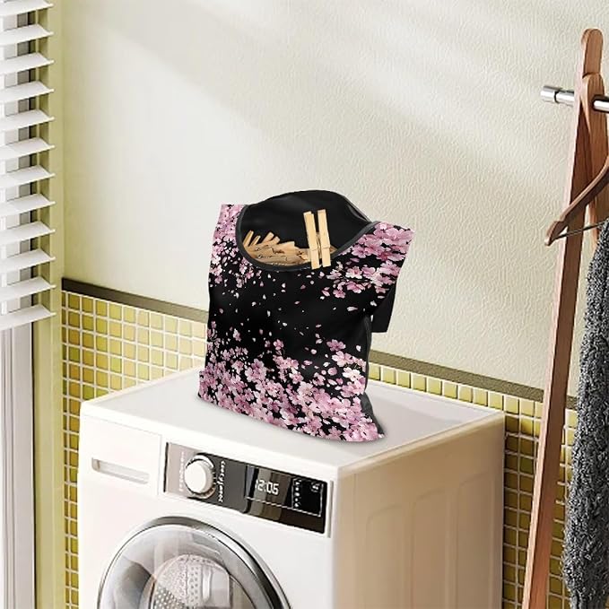 Cherry Blossom Clothesline Peg Organizer Storage Bags Dust-Proof Clothes Pin - Image 2