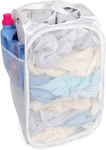 Smart Design Deluxe Mesh Pop Up Square Laundry Hamper w/ Side Pocket & Handles by PROMART