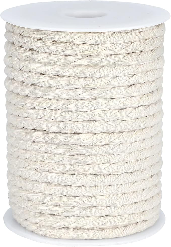 joycraft Macrame Cord, Off White Cotton Rope, 6mm x 32 Yard Natural White by joycraft