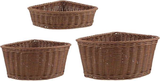 3pcs Imitation Rattan Woven Corner Basket by LALADEFIEE