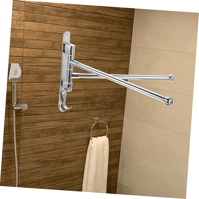 Rotatable Towel Bar Wall Mounted Stainless Steel Over Door Towel Rack Bath - Image 4