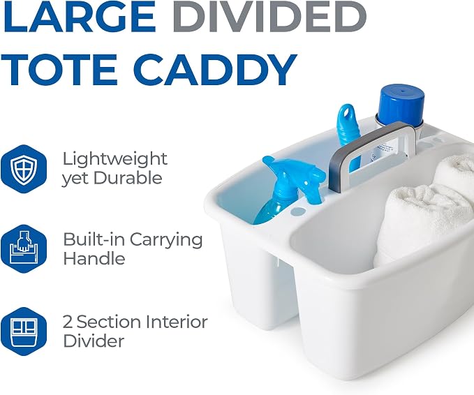 Gracious Living Storage Caddy, 2-Compartment Portable Plastic Tote - Image 3