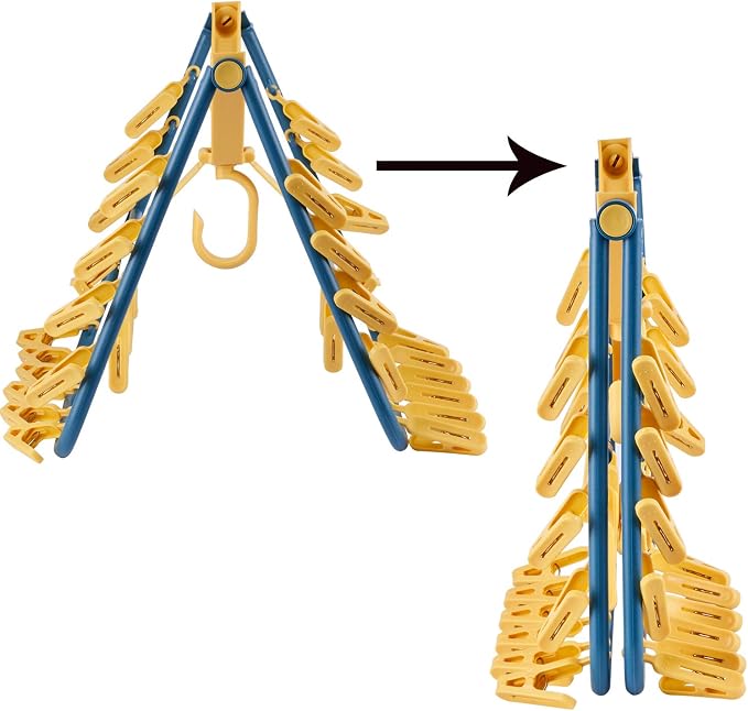 Drip Hanger Foldable Clip Hangers Plastic Wth 32 Drying Clips Wind-Proof Hook - Image 2