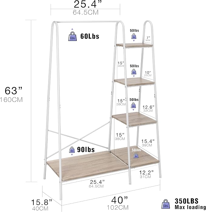 Finnhomy Metal Clothes Closet Rack, Clothing Rack - Image 7