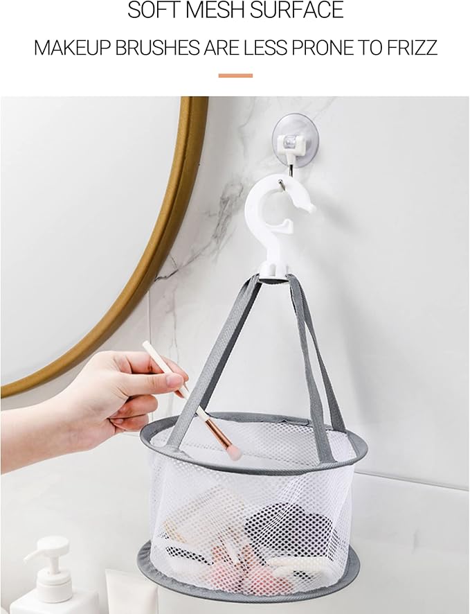Makeup Brush Dryer 2PCS Hanging Mesh Rack Basket 8.9 inch - Image 8