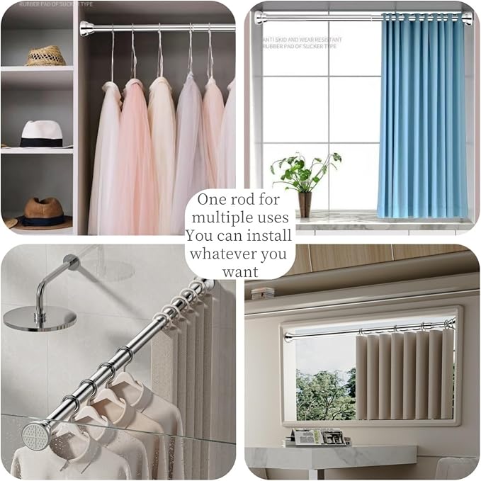 Adjustable clothesline pole, shower curtain pole, extendable metal wardrobe - Image 9