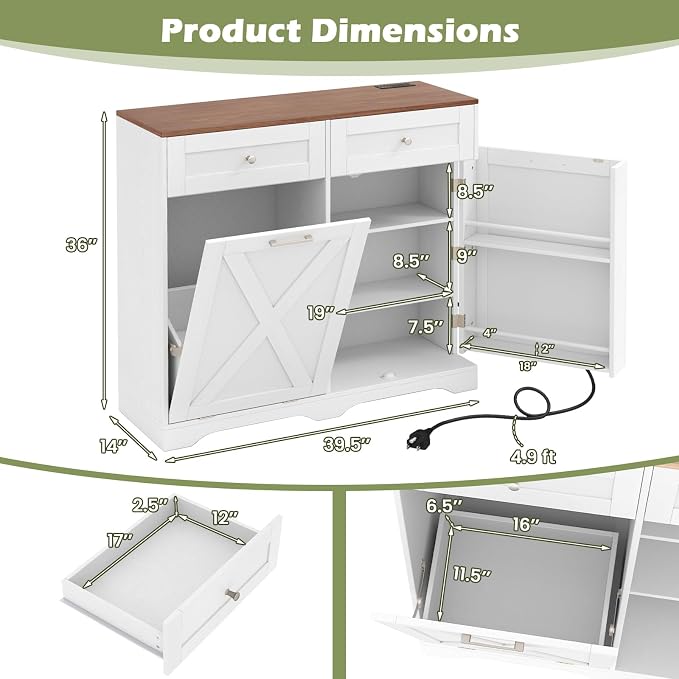 LOKO Tilt Out Trash Can Cabinet, Kitchen Island - Image 3