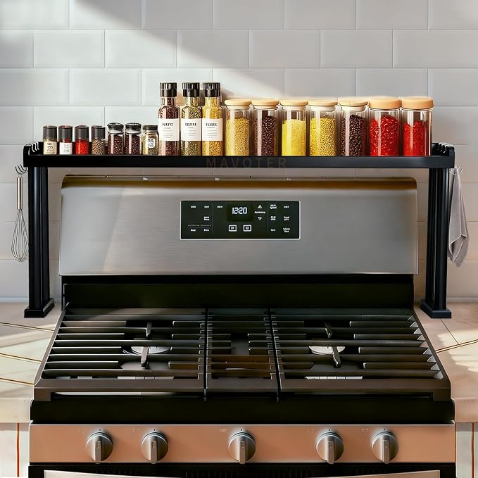 Over the Stove Shelf, Bamboo Stove Top Spice Rack by MAVOTER