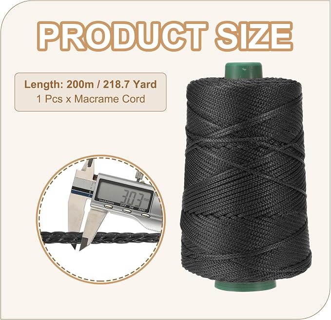 YELARXI Polyester Macrame Cord, 3mm x 219 Yards Polypropylene Macrame Cords - Image 2