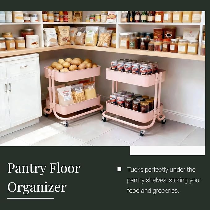 2 Tier Rolling Cart with Wheels - Image 3