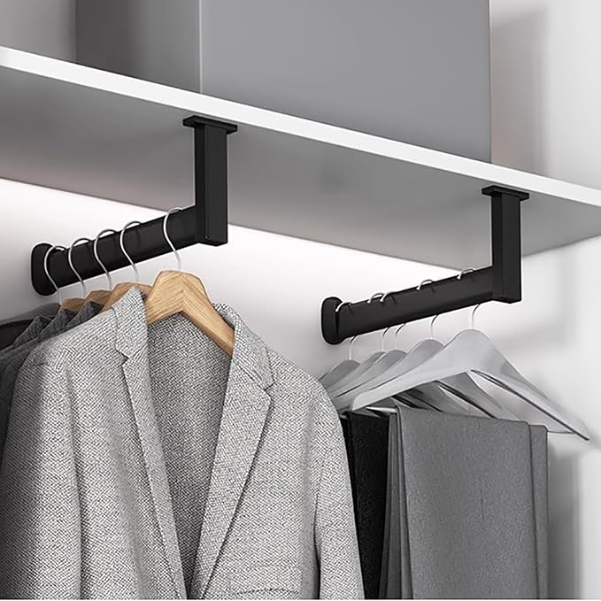 L Shaped Closet Rod Bracket for Wardrobes, Room Garment Holder Rack - Image 7